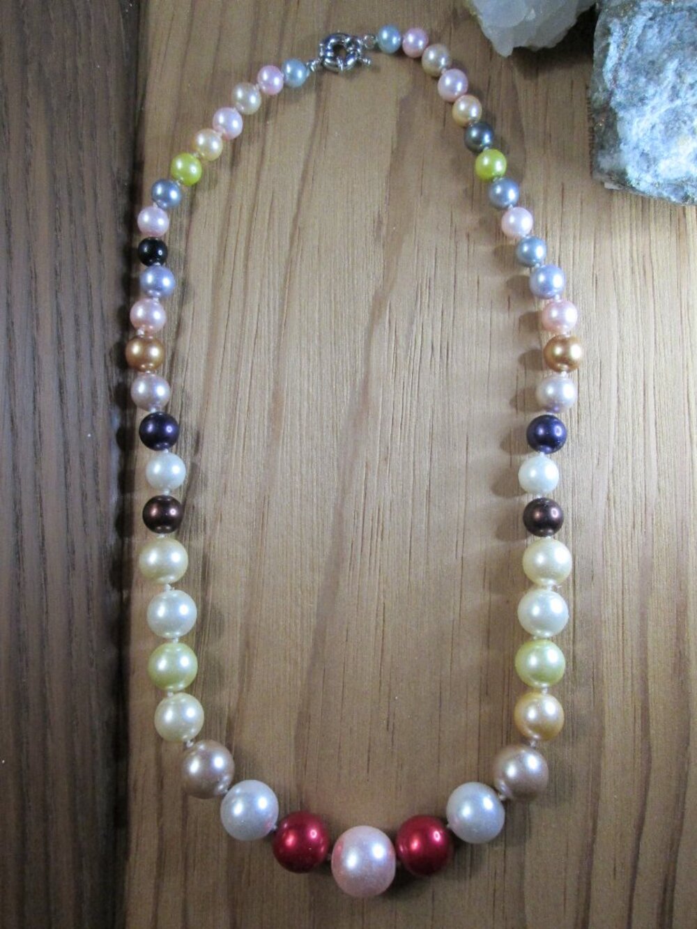 Vintage Multicolor Faux Pearl Beaded Necklace